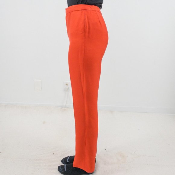 Vintage 90s S Silk Wool Slim Trousers Red - Picture 3 of 7